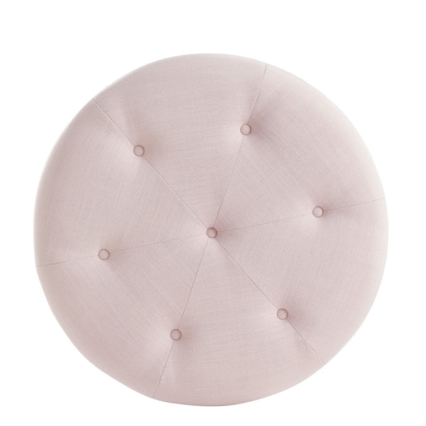 Homeroots 32" Light Pink Linen Tufted Round Cocktail Ottoman Light Pink  490657
