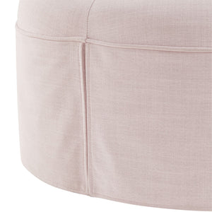 Homeroots 32" Light Pink Linen Tufted Round Cocktail Ottoman Light Pink  490657