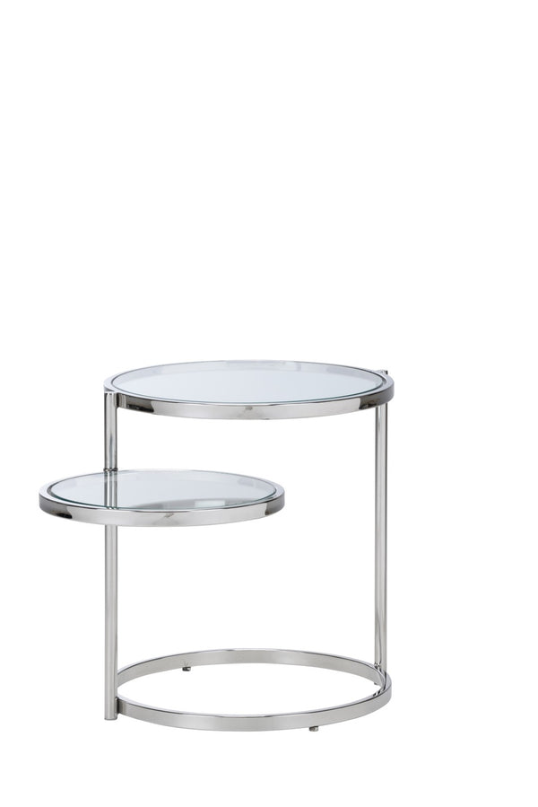 Wildwood Nickel Polished Shelfie Table With Adjustable Tempered Glass Shelf, Sleek Stainless Frame 22.5"H 490658