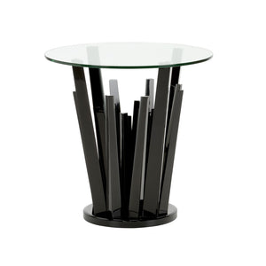 Wildwood Geode Sculptural End Table With Tempered Glass Top — High-Gloss Acrylic Accent Piece For Living Rooms Black 490665