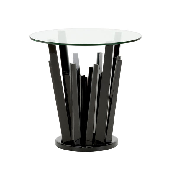 Wildwood Geode Sculptural End Table With Tempered Glass Top — High-Gloss Acrylic Accent Piece For Living Rooms Black 490665