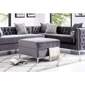 Homeroots 30" Gray Velvet And Silver Storage Grey  490668