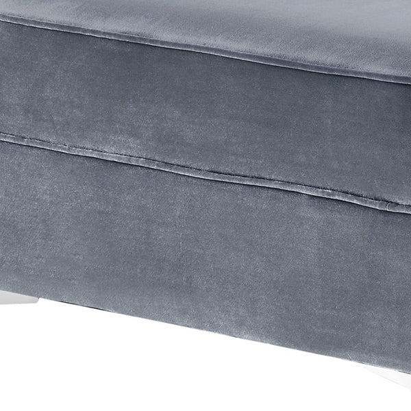 Homeroots 30" Gray Velvet And Silver Storage Grey  490668