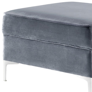 Homeroots 30" Gray Velvet And Silver Storage Grey  490668