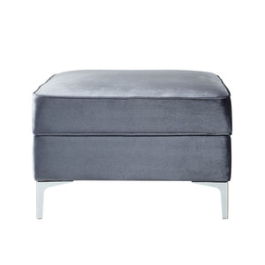 Homeroots 30" Gray Velvet And Silver Storage Grey  490668