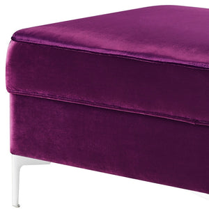 Homeroots 30" Purple Velvet And Silver Storage Purple  490670