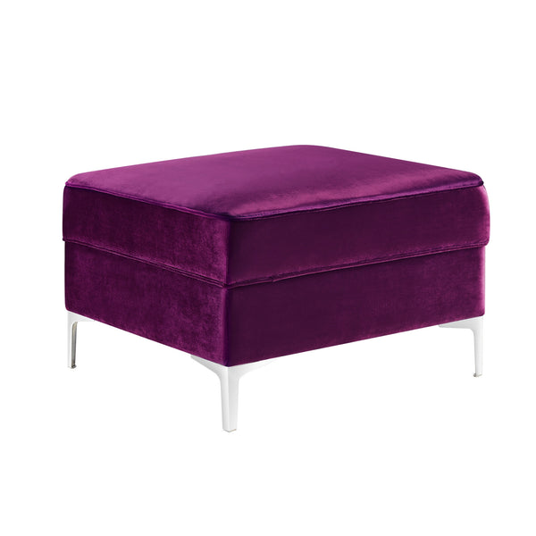 Homeroots 30" Purple Velvet And Silver Storage Purple  490670