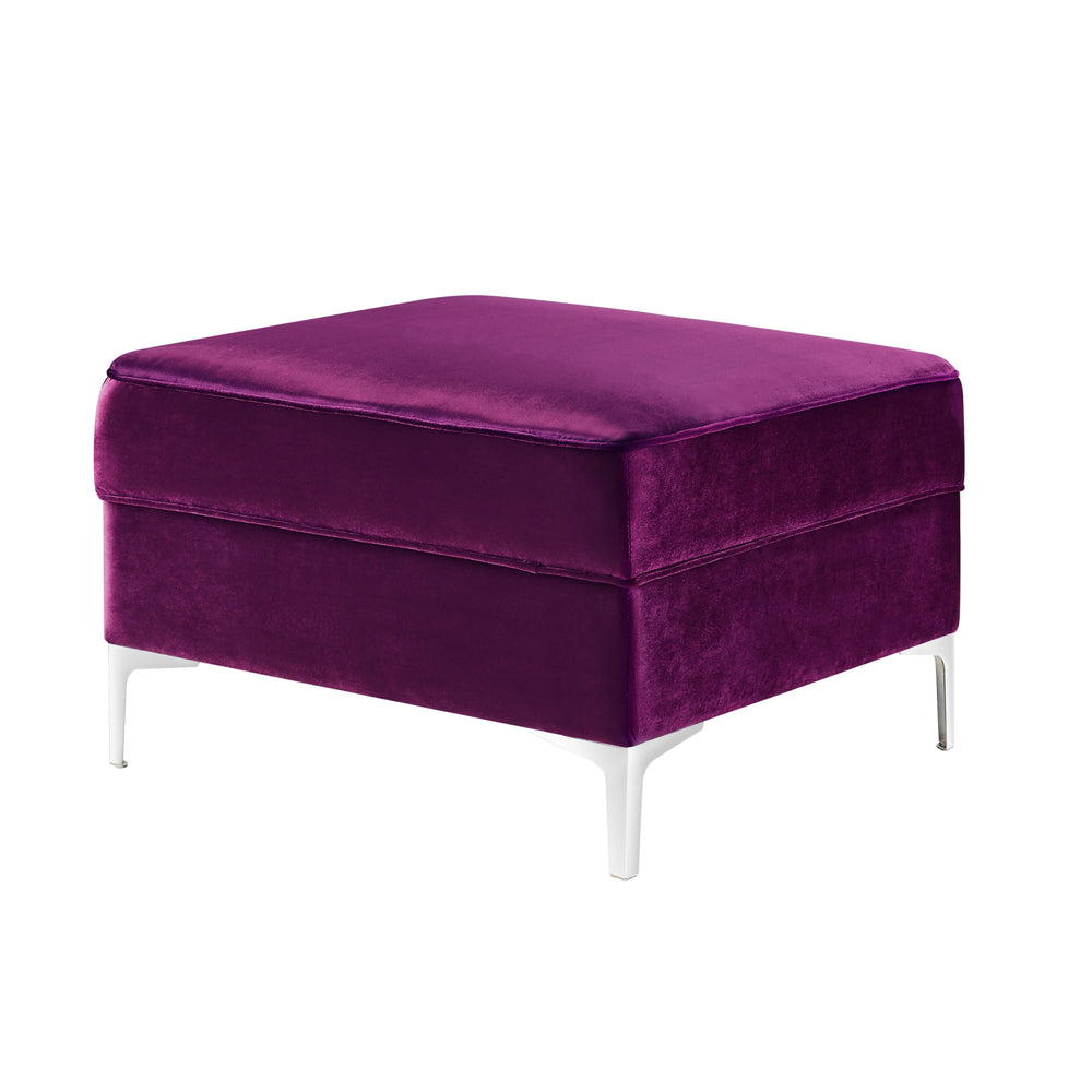 Homeroots 30" Purple Velvet And Silver Storage Purple  490670