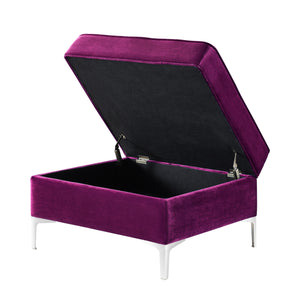 Homeroots 30" Purple Velvet And Silver Storage Purple  490670