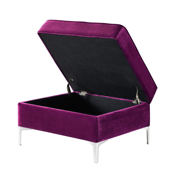 Homeroots 30" Purple Velvet And Silver Storage Purple  490670