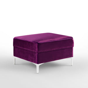 Homeroots 30" Purple Velvet And Silver Storage Purple  490670