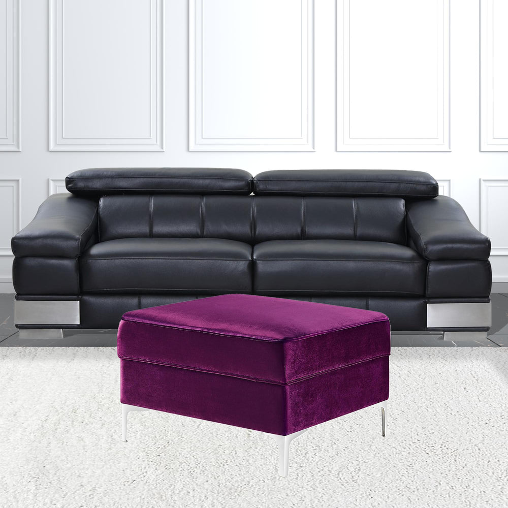 Homeroots 30" Purple Velvet And Silver Storage Purple  490670