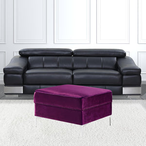 Homeroots 30" Purple Velvet And Silver Storage Purple  490670