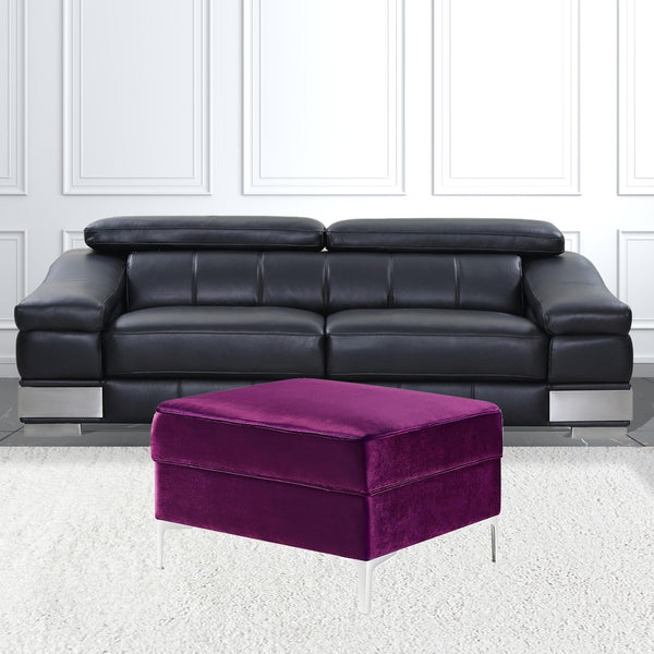 Homeroots 30" Purple Velvet And Silver Storage Purple  490670