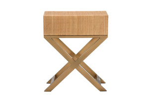 Wildwood Vieux Carre End Table With Woven Cane Body, Tempered Glass Top, Felt-Lined Drawer & Coastal Style 490671