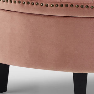 Homeroots 44" Blush Velvet And Black Tufted Half Circle Storage Blush,Velvet  490671