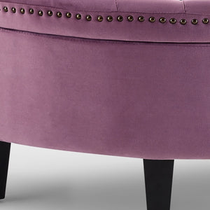 Homeroots 44" Mauve Velvet And Black Tufted Half Circle Storage Mauve,Velvet  490673