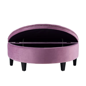 Homeroots 44" Mauve Velvet And Black Tufted Half Circle Storage Mauve,Velvet  490673