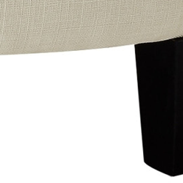 Homeroots 44" White Linen And Black Tufted Half Circle Storage Cream White,Linen  490674