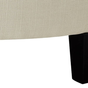 Homeroots 44" White Linen And Black Tufted Half Circle Storage Cream White,Linen  490674