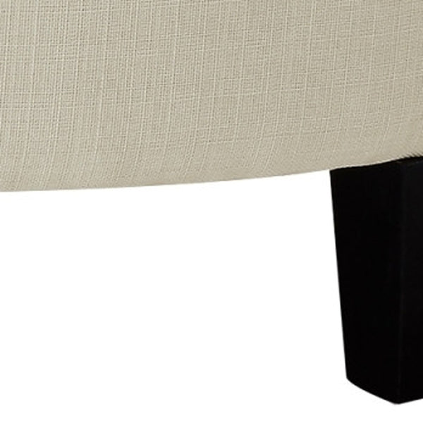 Homeroots 44" White Linen And Black Tufted Half Circle Storage Cream White,Linen  490674