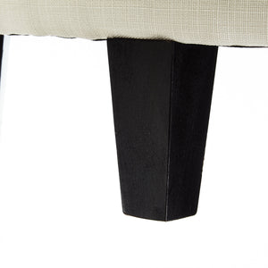 Homeroots 44" White Linen And Black Tufted Half Circle Storage Cream White,Linen  490674