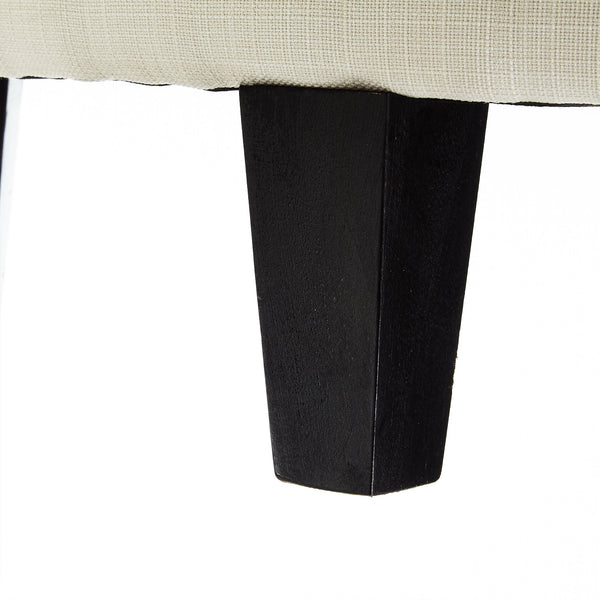 Homeroots 44" White Linen And Black Tufted Half Circle Storage Cream White,Linen  490674