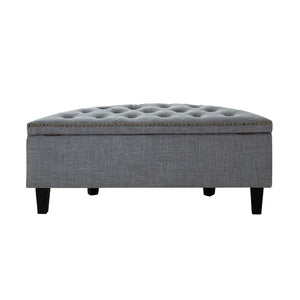 Homeroots 44" Light Gray Linen And Black Tufted Half Circle Storage Light Grey,Linen  490676