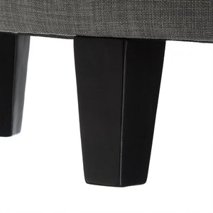 Homeroots 44" Light Gray Linen And Black Tufted Half Circle Storage Light Grey,Linen  490676