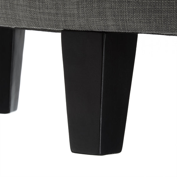 Homeroots 44" Light Gray Linen And Black Tufted Half Circle Storage Light Grey,Linen  490676