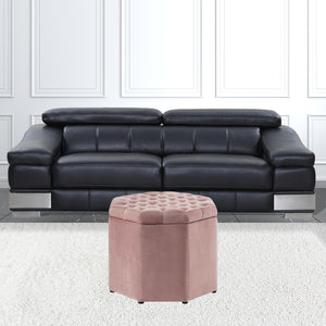 Homeroots 25" Blush Velvet And Black Tufted Specialty Storage Blush,Velvet  490677