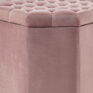 Homeroots 25" Blush Velvet And Black Tufted Specialty Storage Blush,Velvet  490677