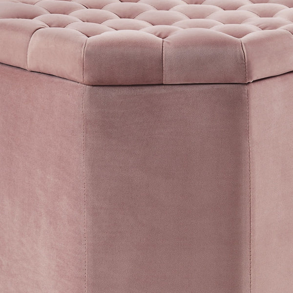 Homeroots 25" Blush Velvet And Black Tufted Specialty Storage Blush,Velvet  490677