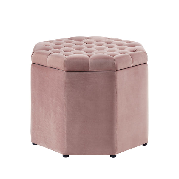Homeroots 25" Blush Velvet And Black Tufted Specialty Storage Blush,Velvet  490677