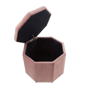 Homeroots 25" Blush Velvet And Black Tufted Specialty Storage Blush,Velvet  490677