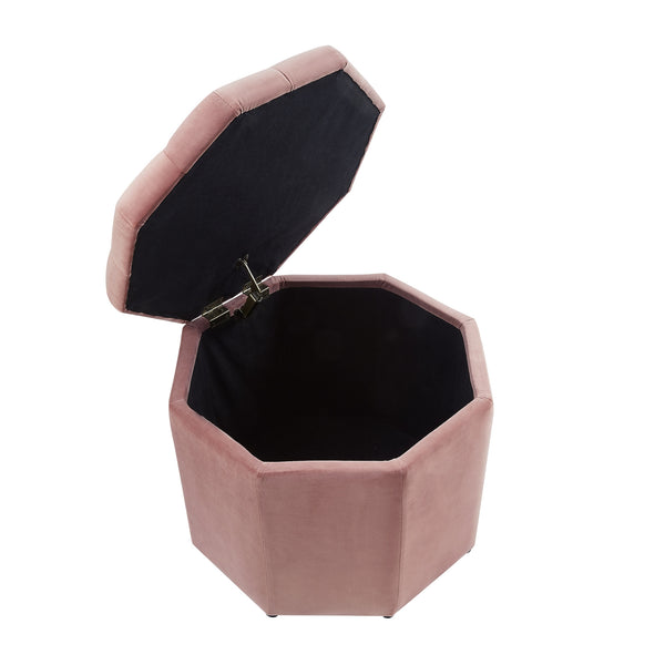 Homeroots 25" Blush Velvet And Black Tufted Specialty Storage Blush,Velvet  490677