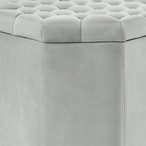 Homeroots 25" Light Gray Velvet And Black Tufted Specialty Storage Light Grey,Velvet  490679