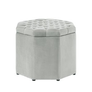 Homeroots 25" Light Gray Velvet And Black Tufted Specialty Storage Light Grey,Velvet  490679