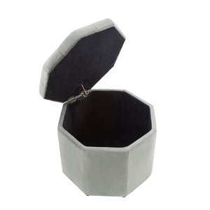 Homeroots 25" Light Gray Velvet And Black Tufted Specialty Storage Light Grey,Velvet  490679