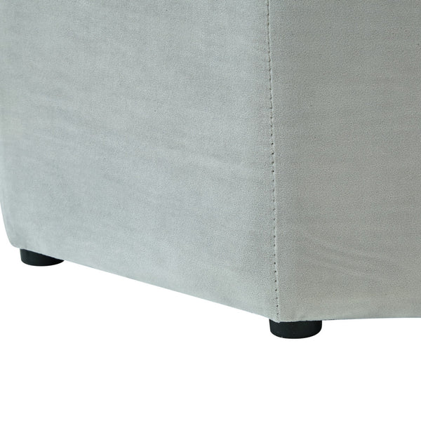 Homeroots 25" Light Gray Velvet And Black Tufted Specialty Storage Light Grey,Velvet  490679