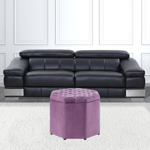 Homeroots 25" Mauve Velvet And Black Tufted Specialty Storage Mauve,Velvet  490680