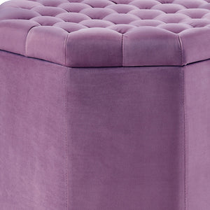 Homeroots 25" Mauve Velvet And Black Tufted Specialty Storage Mauve,Velvet  490680