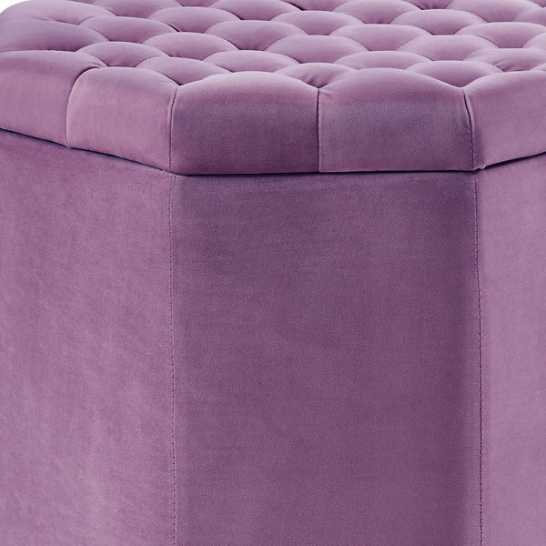 Homeroots 25" Mauve Velvet And Black Tufted Specialty Storage Mauve,Velvet  490680