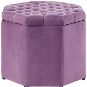 Homeroots 25" Mauve Velvet And Black Tufted Specialty Storage Mauve,Velvet  490680