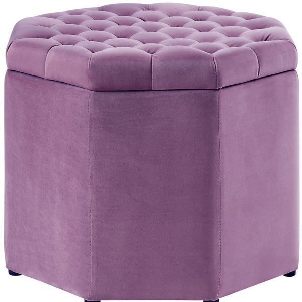 Homeroots 25" Mauve Velvet And Black Tufted Specialty Storage Mauve,Velvet  490680