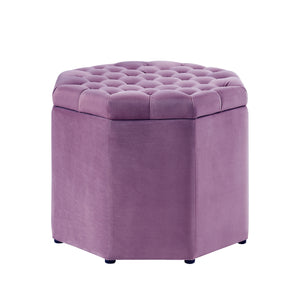 Homeroots 25" Mauve Velvet And Black Tufted Specialty Storage Mauve,Velvet  490680