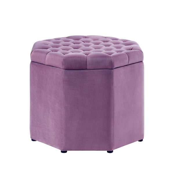 Homeroots 25" Mauve Velvet And Black Tufted Specialty Storage Mauve,Velvet  490680