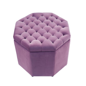 Homeroots 25" Mauve Velvet And Black Tufted Specialty Storage Mauve,Velvet  490680