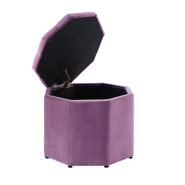 Homeroots 25" Mauve Velvet And Black Tufted Specialty Storage Mauve,Velvet  490680