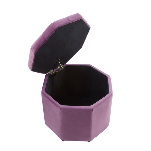 Homeroots 25" Mauve Velvet And Black Tufted Specialty Storage Mauve,Velvet  490680